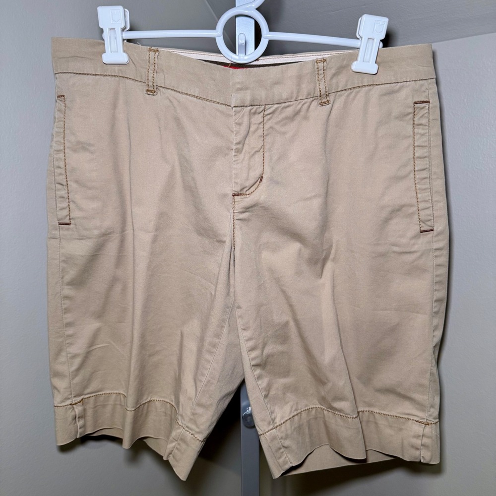 Polo Jeans‎ Co Ralph Lauren Kelsey Bermuda Shorts Tan Khaki Womens 28/6 Mid Rise